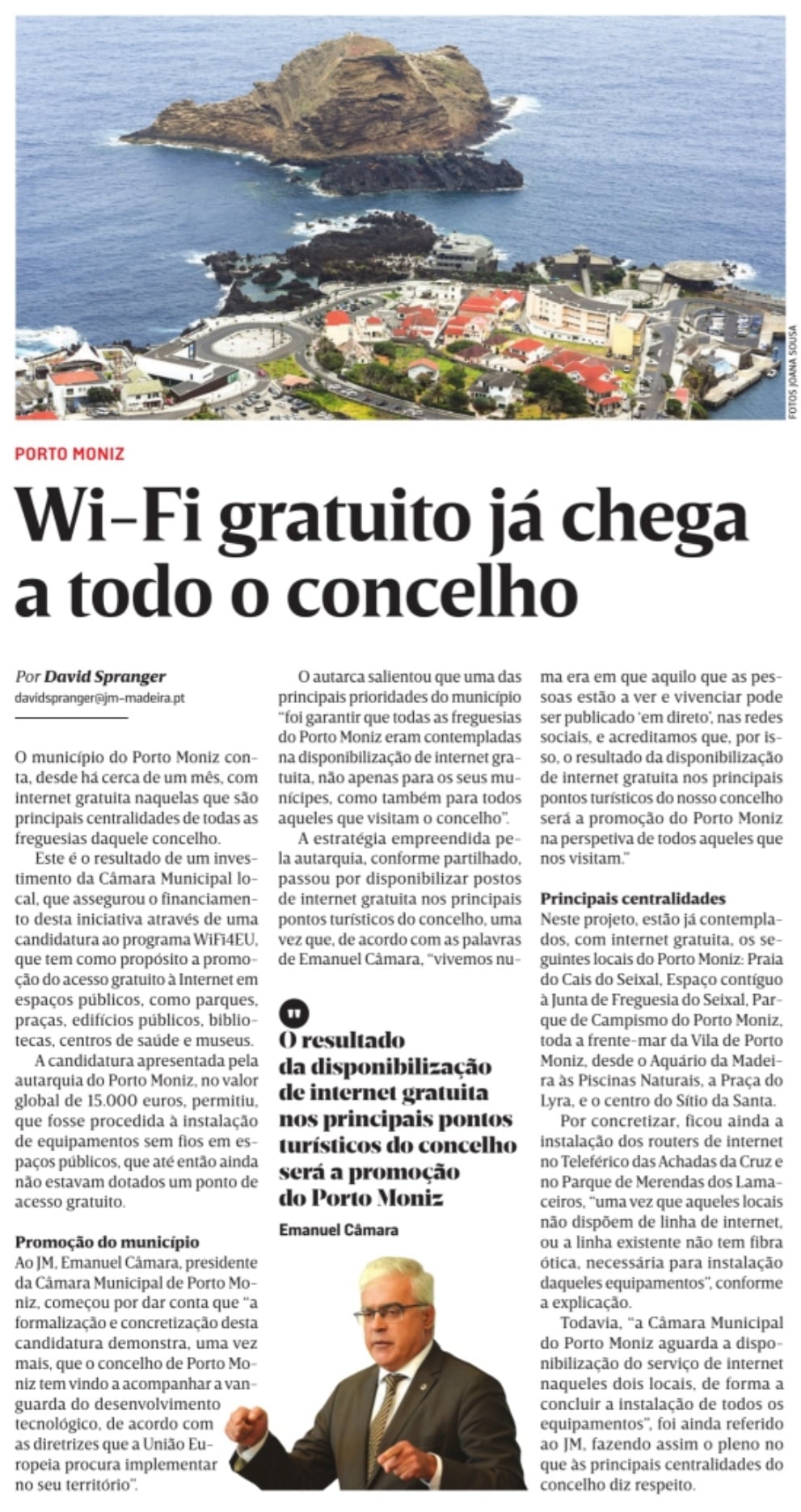 Wi-Fi gratuito nos principais pontos turísticos